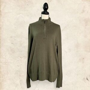 Eddie Bauer Olive Quarter-Zip Women's Sweater